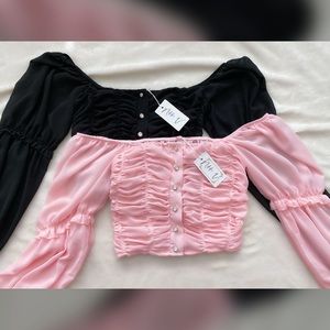 Shirring detailed off shoulder crop top